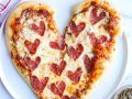 Valentines heart shaped Pizza with salami