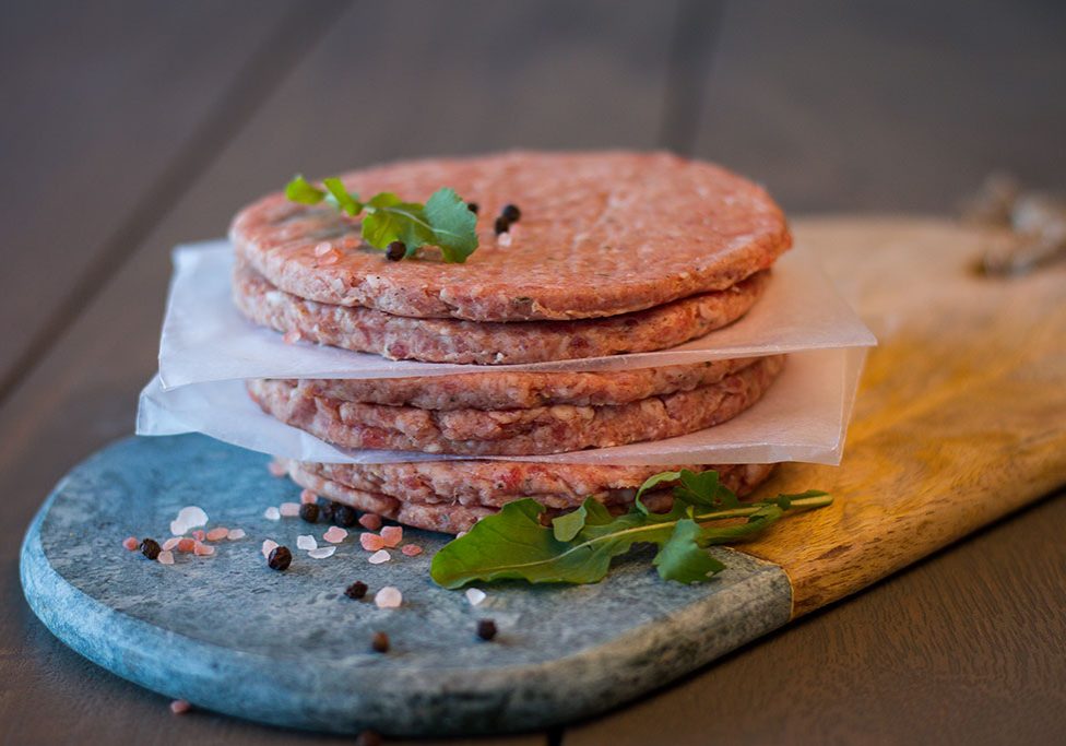 Beef patties rou - side angle